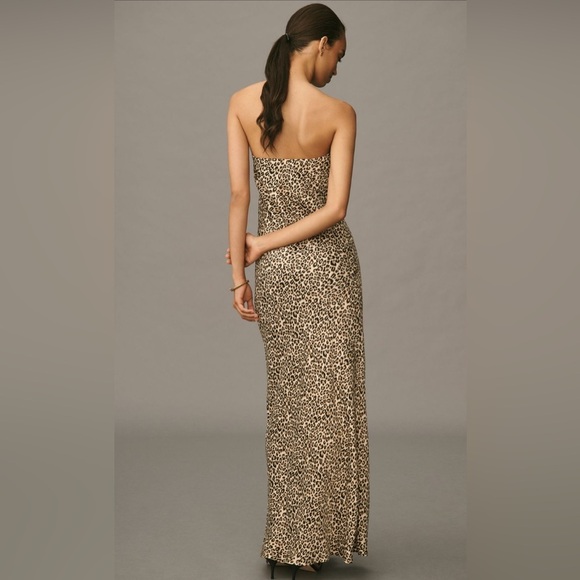 NWT! Anthropologie The Fleur Strapless Satin Maxi Slip Dress - Medium Petite 🐚 - Picture 2 of 10